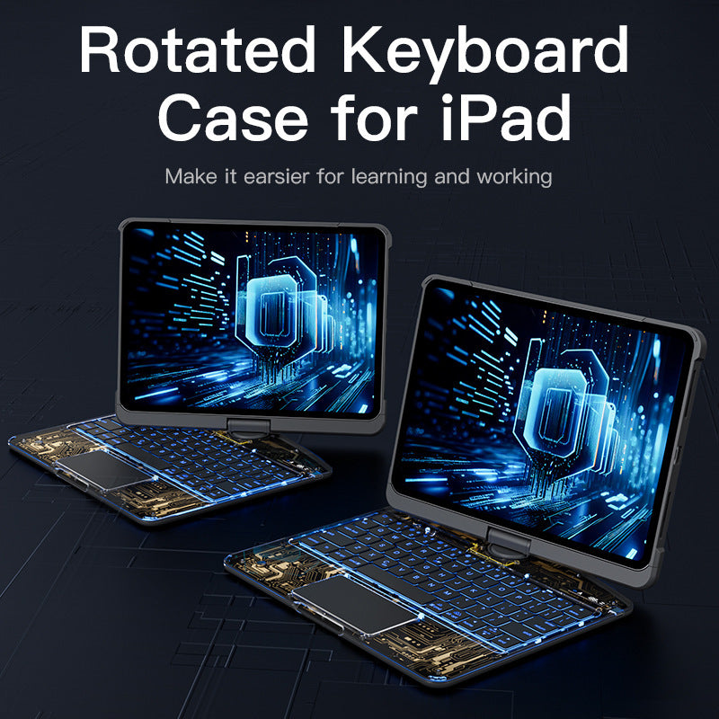 Transparent rotating iPad keyboard case with trackpad hero photo