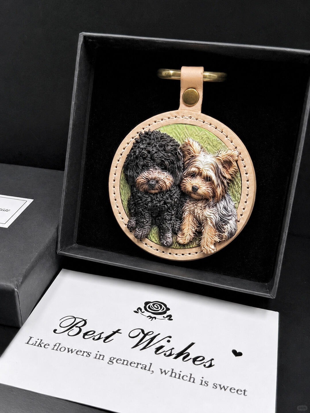 Hand-drawn custom pet portrait keepsake of two pets