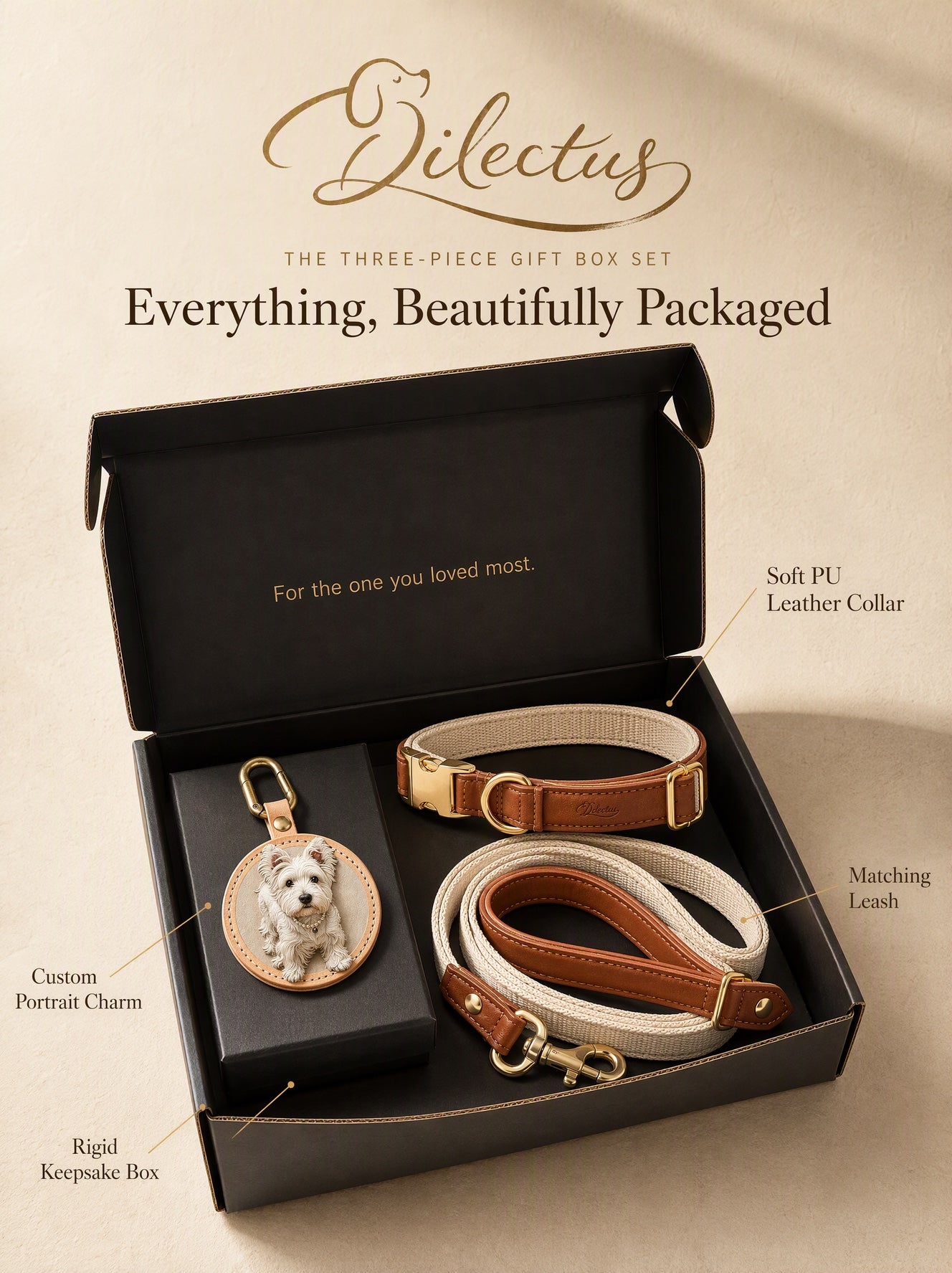 Matching pet set with collar, lead and keepsake tag
