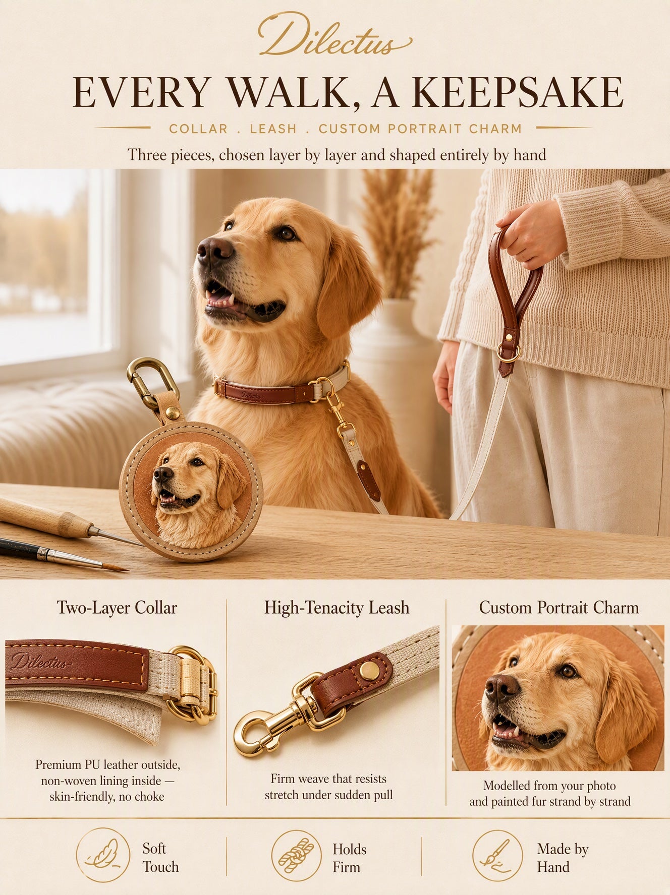 Collars and leads displayed together
