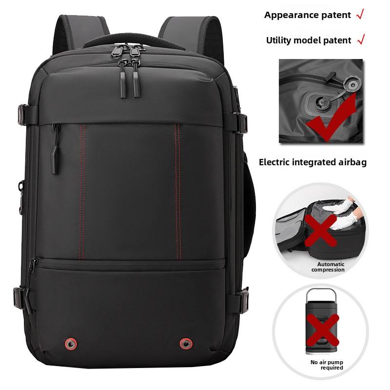 Auto-Vacuum Compression Backpack — Electric Suction 48L Carry-On Travel Bag