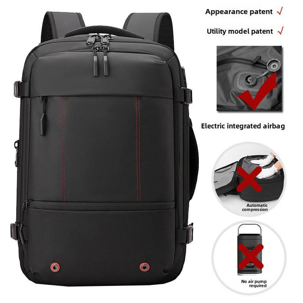 Auto-Vacuum Compression Backpack — Electric Suction 48L Carry-On Travel Bag