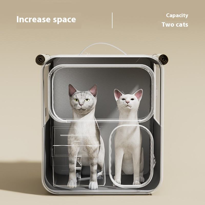 Large capacity pet carrier suitcase with wheels, multi-functional trolley case, transparent