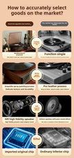 Vintage Gramophone Black Vinyl Record Player with Bluetooth Speaker