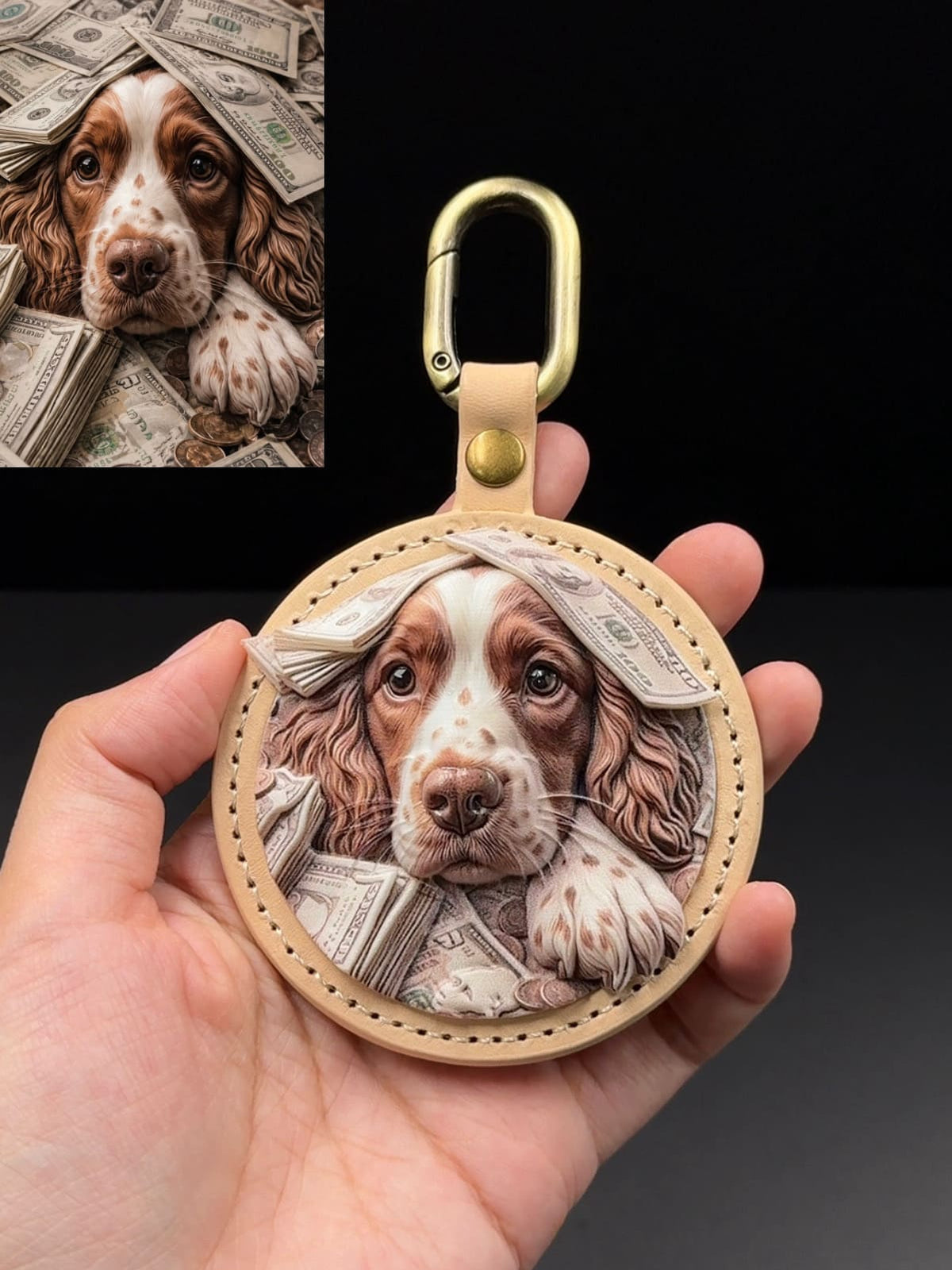 Customized pet set detail — leather finish and matched hardware