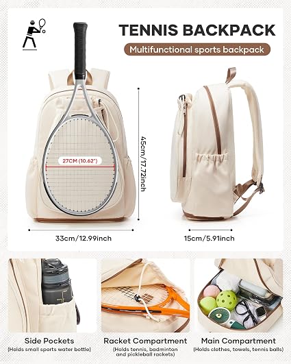 Pickleball Backpack — Fits 2 Paddles, Shoe Compartment & Wet Pocket, Lightweight Court Bag for Training & Match Day