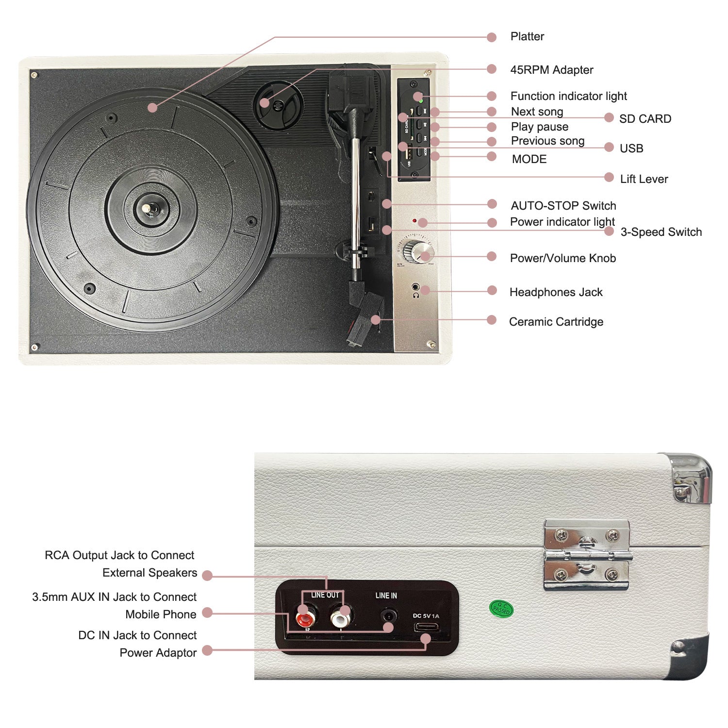 Vinyl Record Player - Phonograph Gift Bluetooth Speaker