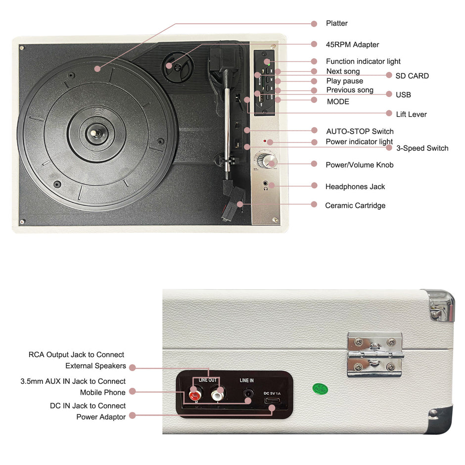 Vinyl Record Player - Phonograph Gift Bluetooth Speaker