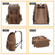 Vintage Canvas Laptop Backpack — Waterproof, 36-55L, Padded Computer Compartment