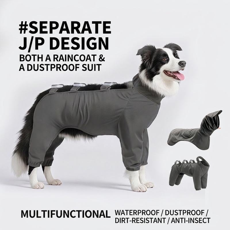 Waterproof Split-Style Dog Raincoat – Four-Legged Pet Jacket for All Seasons