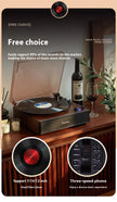 Vintage Gramophone Black Vinyl Record Player with Bluetooth Speaker
