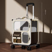 Large capacity pet carrier suitcase with wheels, multi-functional trolley case, transparent