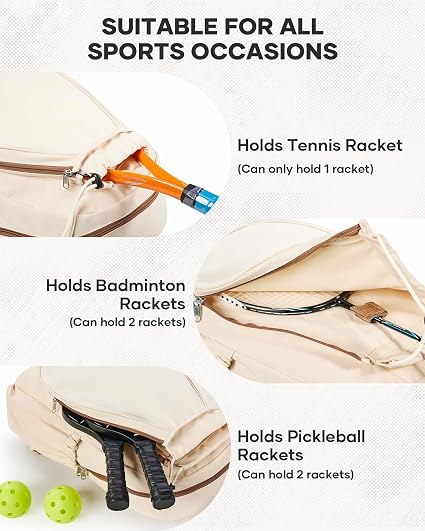 Pickleball Backpack — Fits 2 Paddles, Shoe Compartment & Wet Pocket, Lightweight Court Bag for Training & Match Day