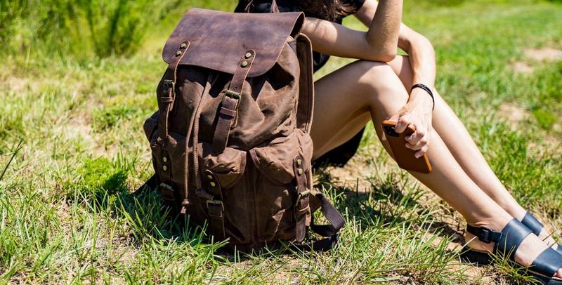 Vintage Canvas Laptop Backpack — Waterproof, 36-55L, Padded Computer Compartment