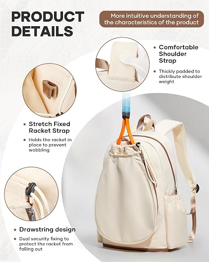 Pickleball Backpack — Fits 2 Paddles, Shoe Compartment & Wet Pocket, Lightweight Court Bag for Training & Match Day