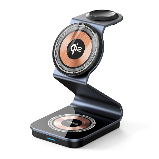 Sleek Fast-Charging 3-in-1 Wireless Charger – Simultaneously Power iPhone