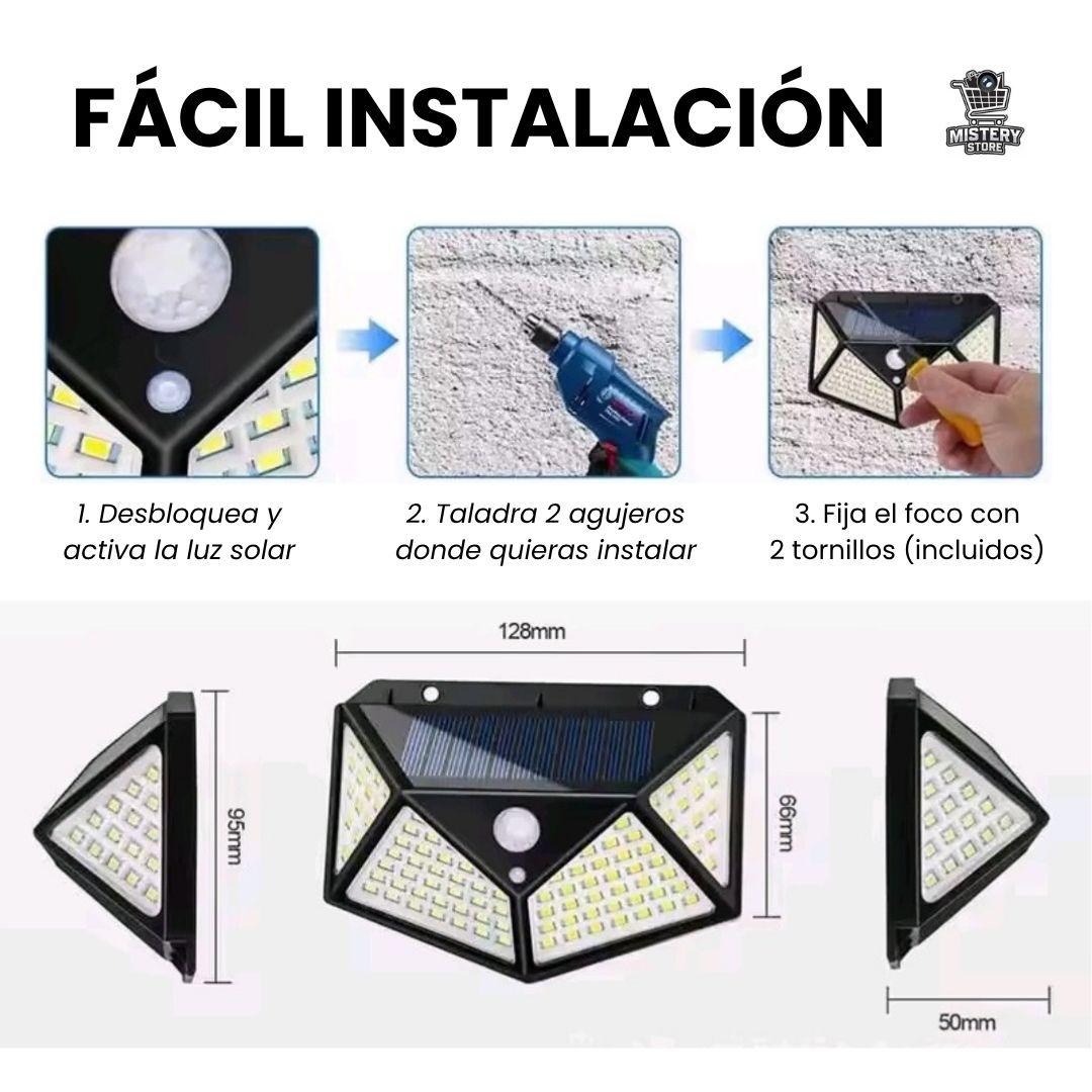 FOCUSOLAR 💡🌞 Focos Solares de 100 LEDS con sensor de movimiento