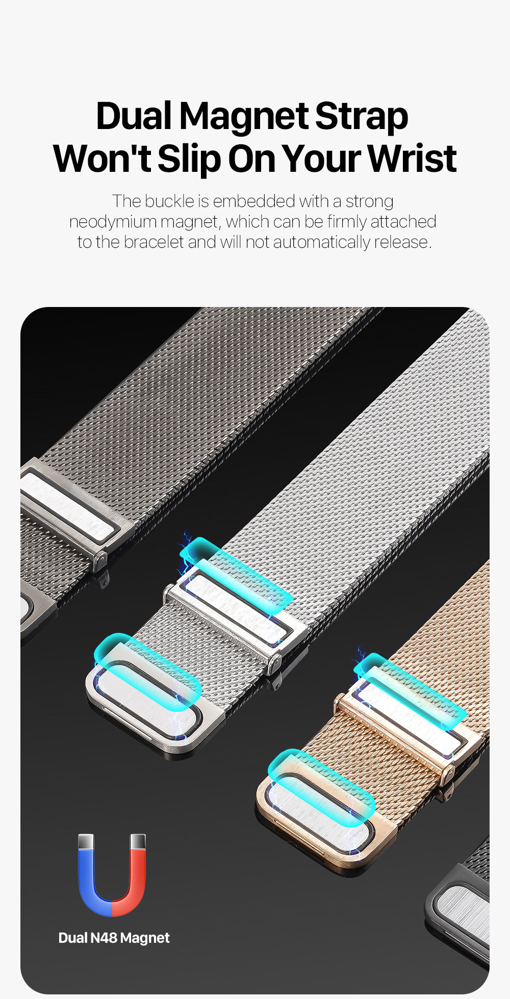 Milanese Air Series Apple Watch Strap — Stainless Steel Magnetic Band