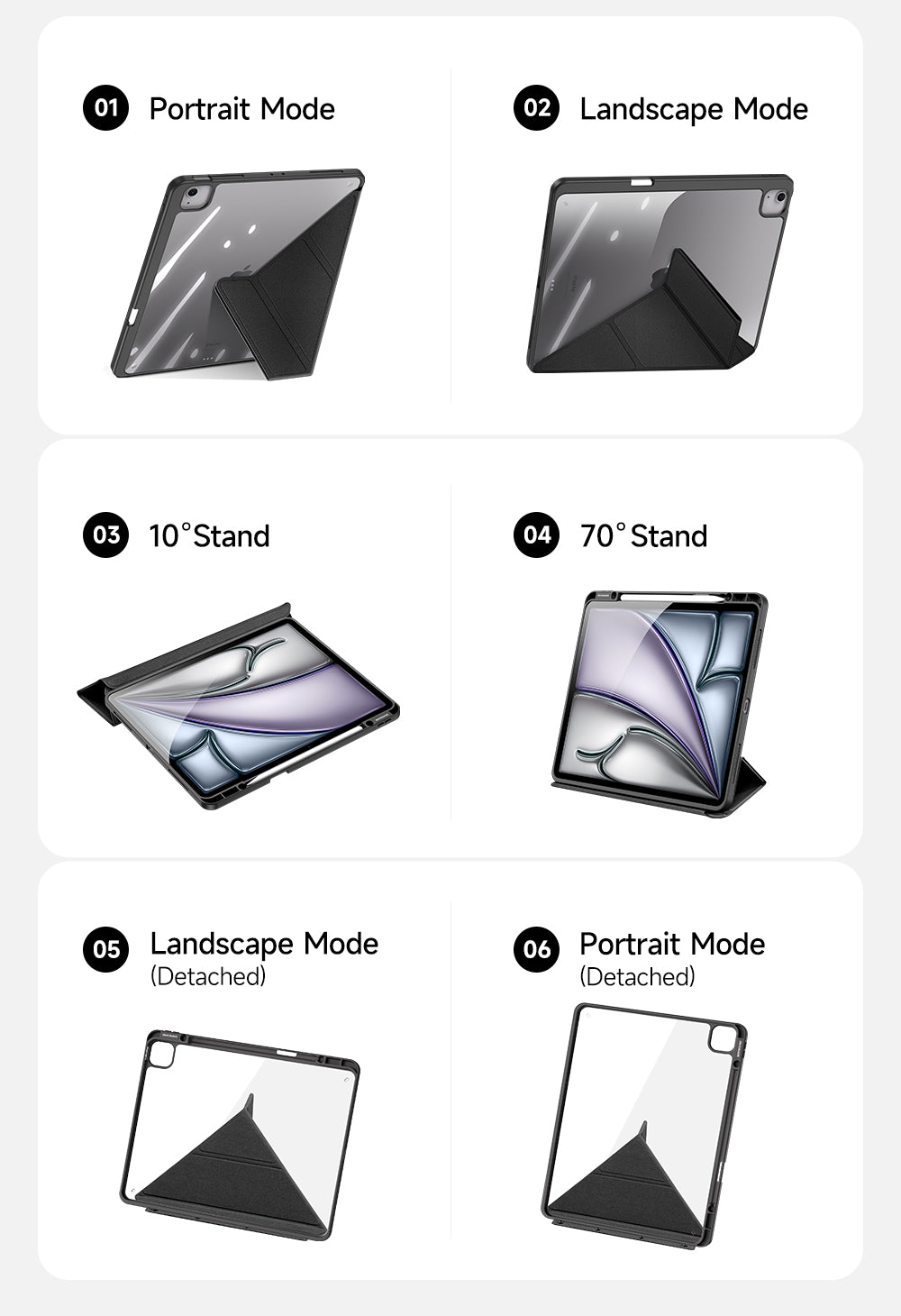 Dux Ducis iPad Case — Detachable Folio Stand with Apple Pencil Holder