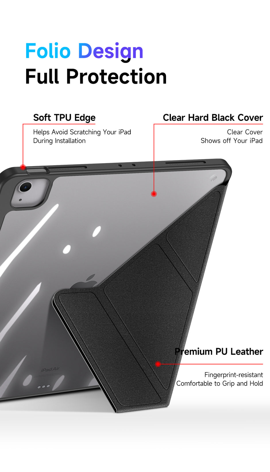Dux Ducis iPad Case — Detachable Folio Stand with Apple Pencil Holder