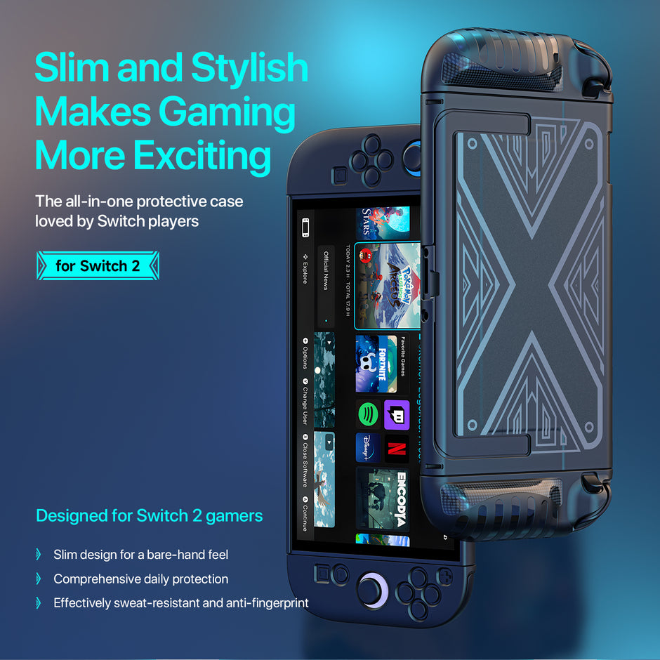 Switch 2 Protective Case + Screen Protector — Slim Armor with Kickstand
