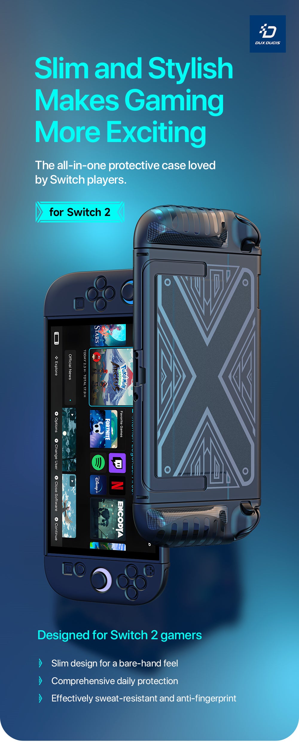 Switch 2 Protective Case + Screen Protector — Slim Armor with Kickstand