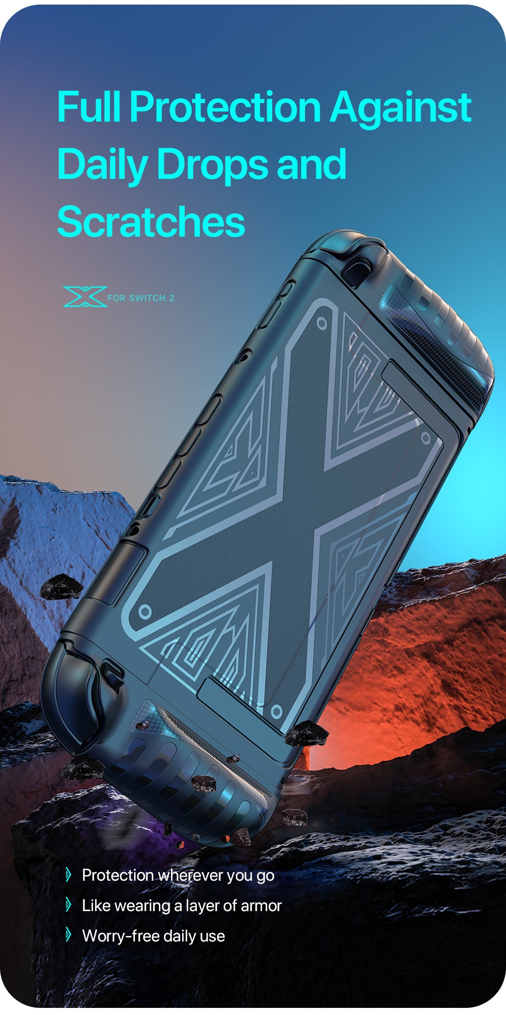 Switch 2 Protective Case + Screen Protector — Slim Armor with Kickstand