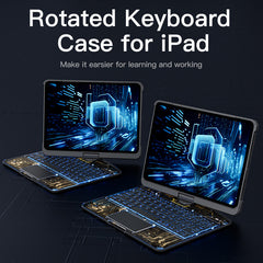 Transparent rotating iPad keyboard case with trackpad hero product photo