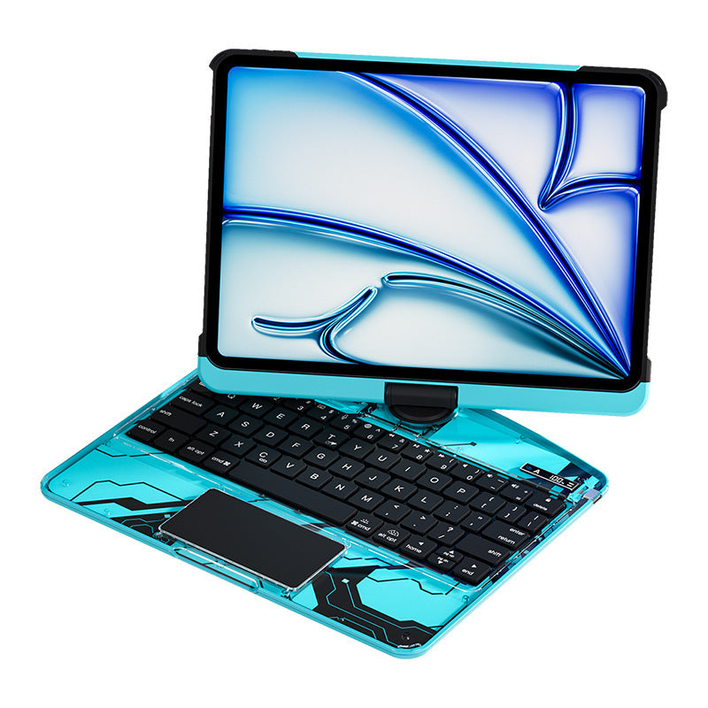 Lifestyle desk shot of transparent iPad keyboard case EU UK shipping ready
