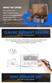 Vintage Gramophone Black Vinyl Record Player with Bluetooth Speaker