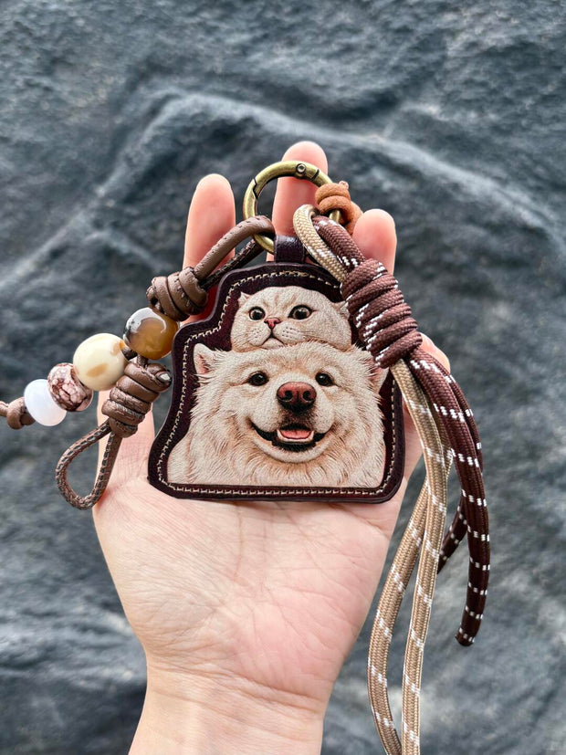 Custom double pet portrait tag detail 1