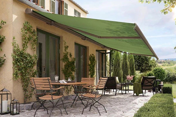 Heavy Duty Full Cassette-type Electric Retractable Awning - Motorized Patio Shade with Remote Control