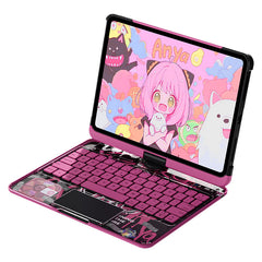 Portrait orientation with transparent rotating iPad keyboard case