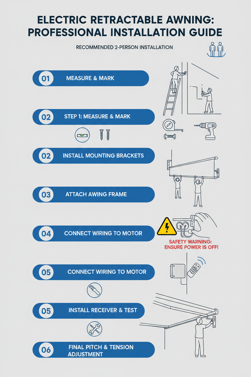 Step-by-step installation guide for electric retractable awning